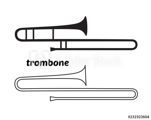 500x400 continuous line drawing of trombone linear icon thin line vector - Trombone Drawing