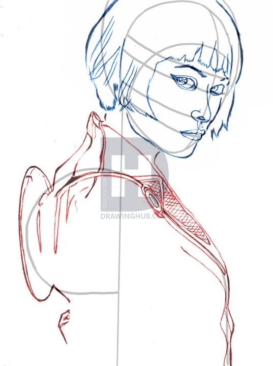 537x720 how to draw olivia wilde, tron, step - Tron Drawing