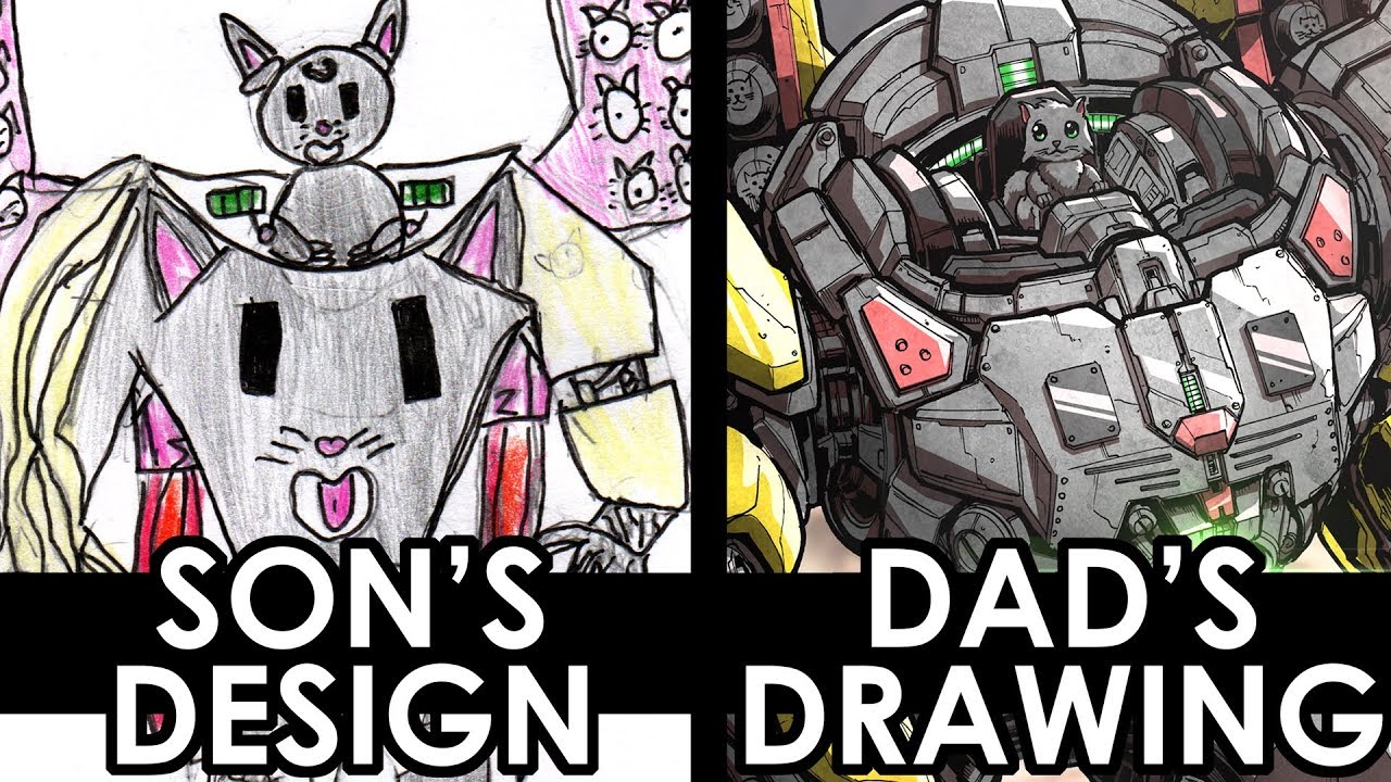 1280x720 son's design, dad's drawing kitty tron! - Tron Drawing