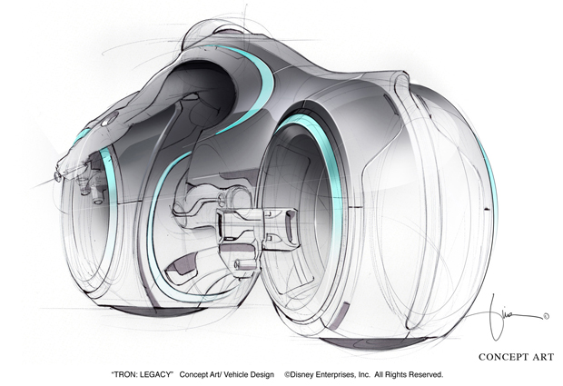 620x425 tron legacy lightcycle design process revealed - Tron Drawing