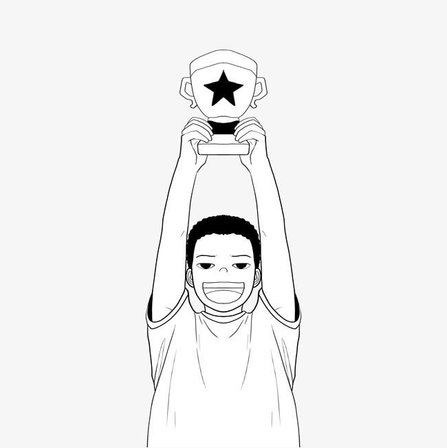 650x651 Illustration Cartoon Line Drawing Holding Trophy Image - Trophy Line Drawing