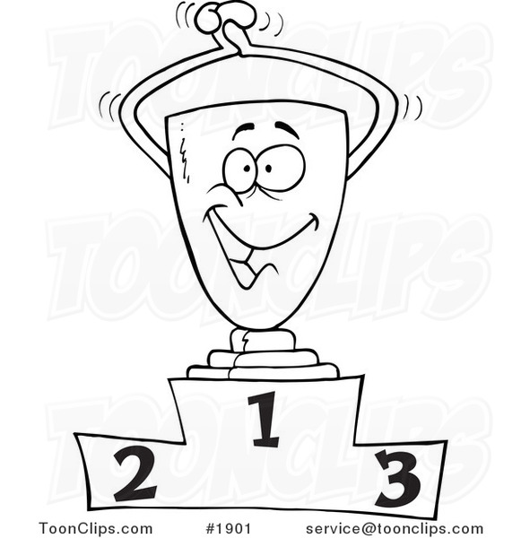 581x600 Cartoon Black And White Line Drawing Of A Trophy On The First - Trophy Line Drawing