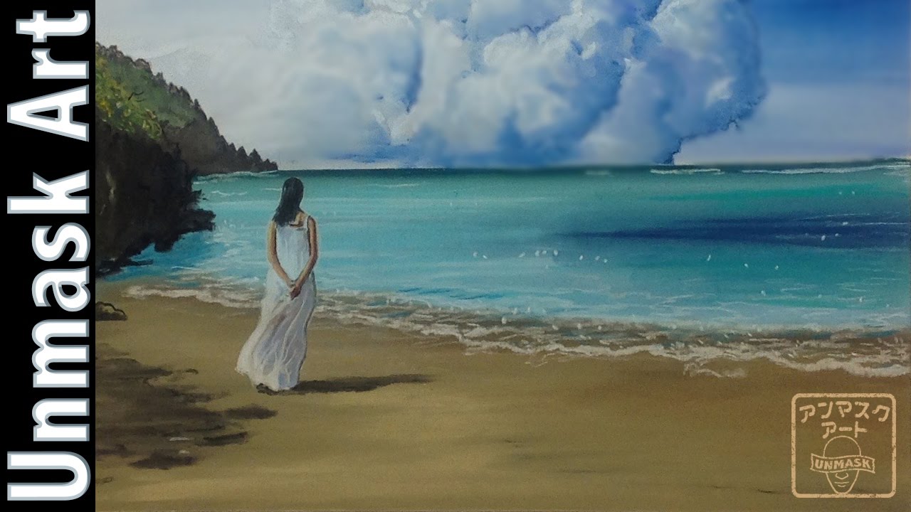1280x720 coloring a tropical beach scene soft pastel drawing time lapse - Tropical Beach Drawing