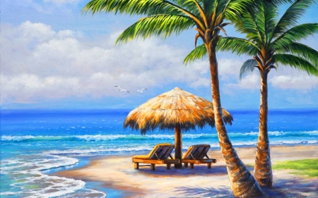 450x281 tropical beach painting - Tropical Beach Drawing