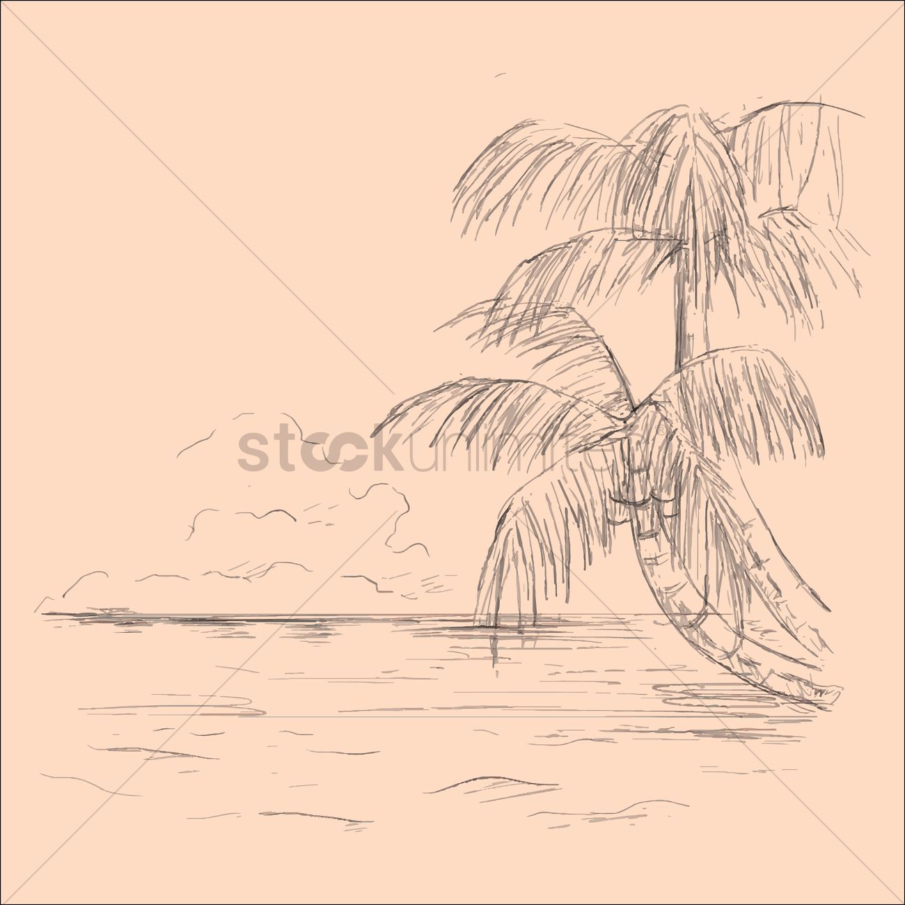 1300x1300 tropical beach vector image - Tropical Beach Drawing