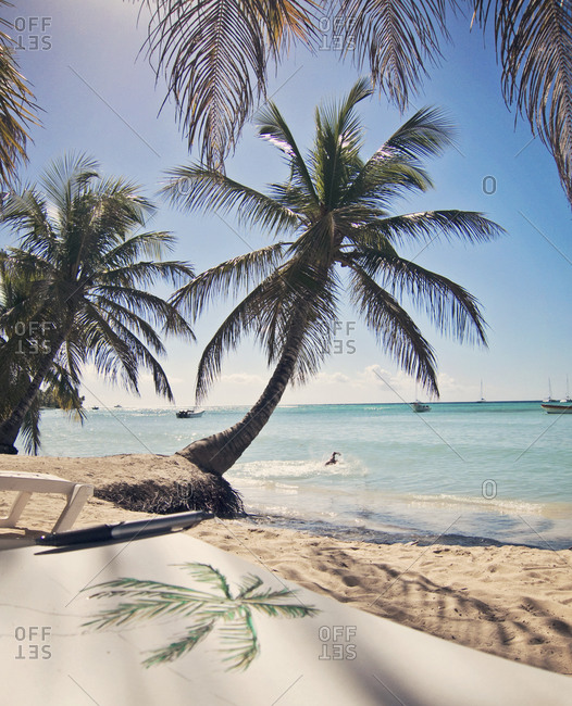 526x650 a drawing of a tropical beach sits on a tropical beach stock photo - Tropical Beach Drawing