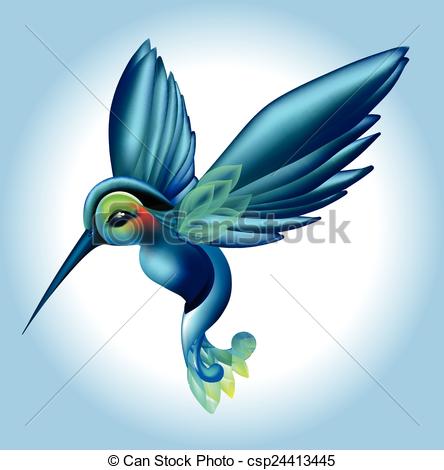 444x470 tropical bird with blue and green plumage - Tropical Bird Drawing