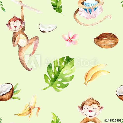 500x500 Baby Animals Nursery Isolated Seamless Pattern Watercolor Boho - Tropical Drawing