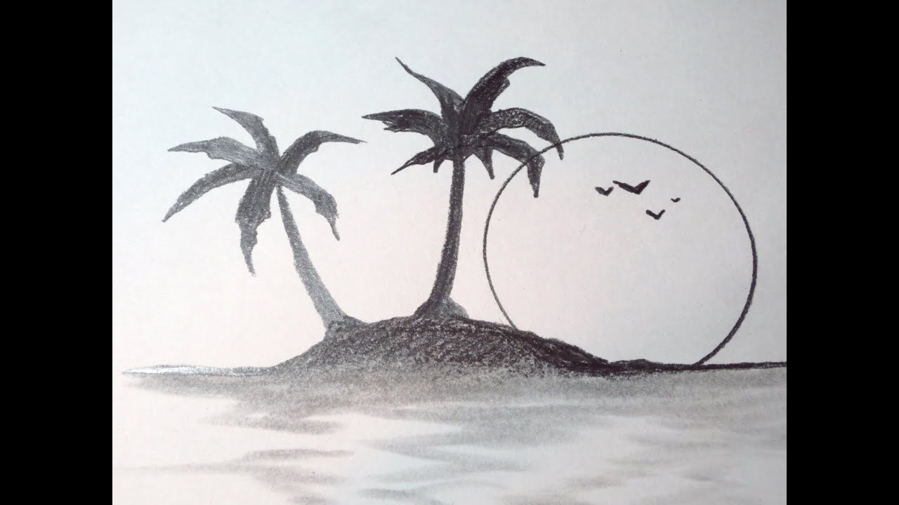 1280x720 How To Draw A Tropical Island - Tropical Drawing