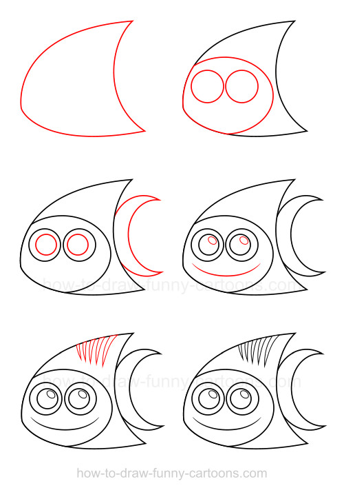 500x724 How To Draw A Tropical Fish - Tropical Fish Drawing