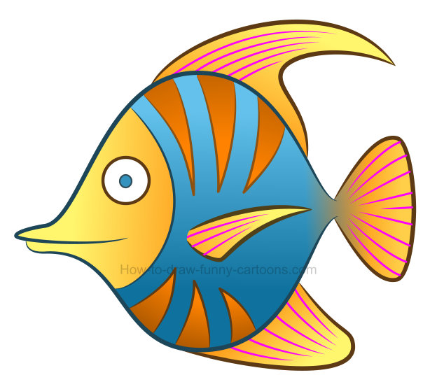624x556 How To Draw A Tropical Fish Clipart - Tropical Fish Drawing