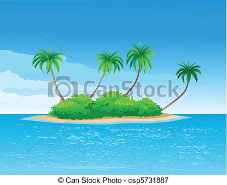 450x367 vector illustration of tropical island - Tropical Island Drawing