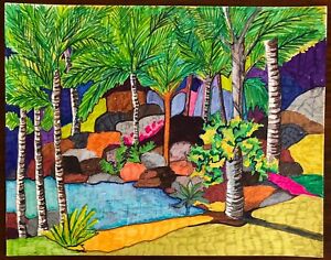 300x236 vintage colored ink tropical island drawing retro art modern - Tropical Island Drawing