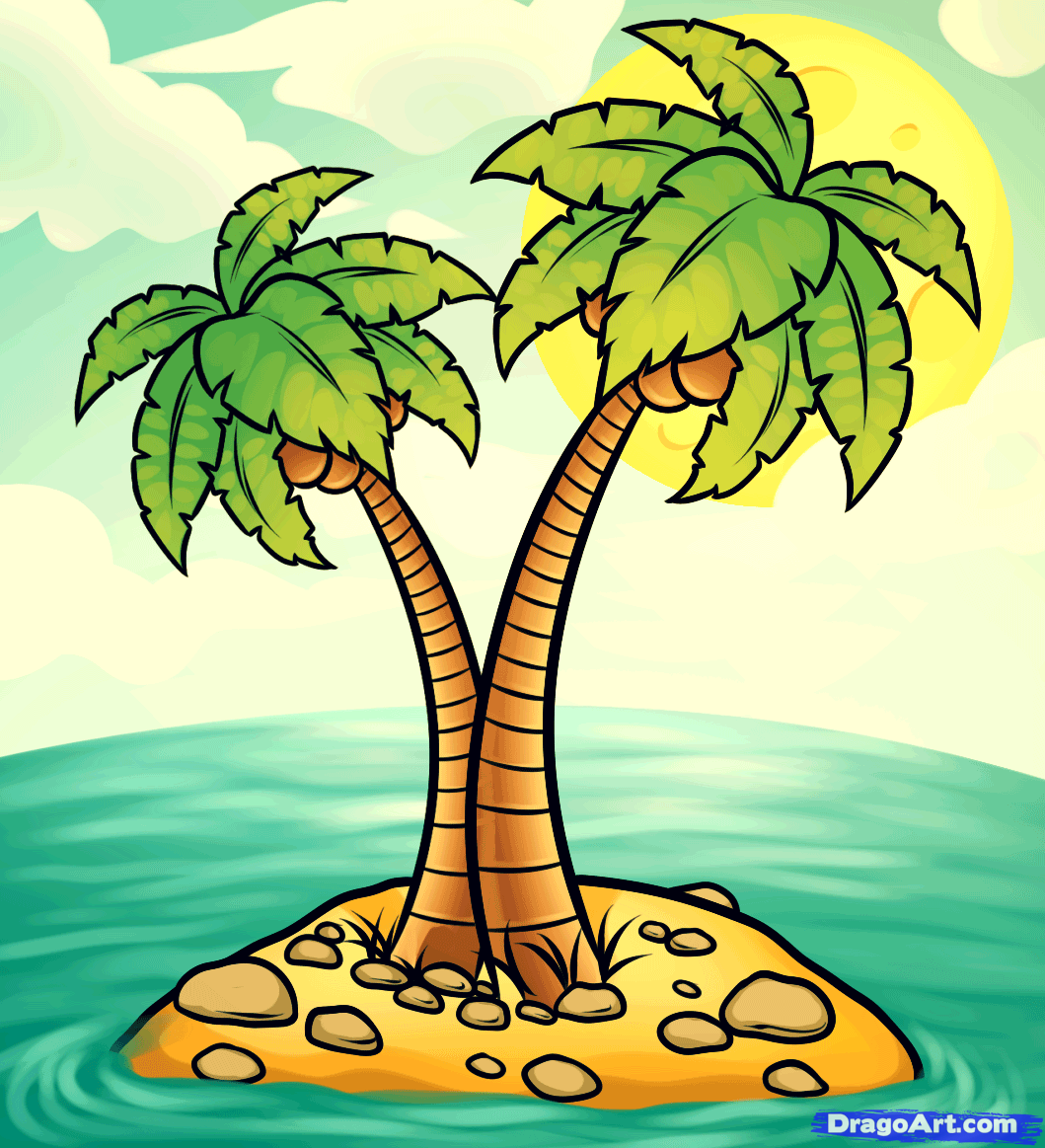 1059x1163 how to draw an island, step - Tropical Island Drawing