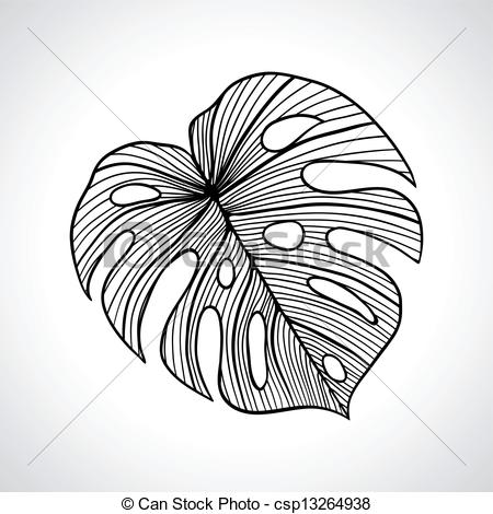 450x470 Drawing Palm Leaves Black Macro Palm Leaf Isolated Drum Set - Tropical Leaves Drawing