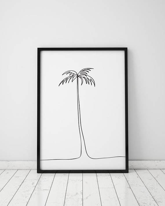 570x713 Palm Tree Drawings New Palm Tree Print Single Line Drawing - Tropical Tree Drawing
