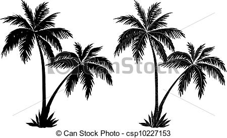 450x274 Palm Trees, Black Silhouettes Tropical Palm Trees, Black - Tropical Tree Drawing