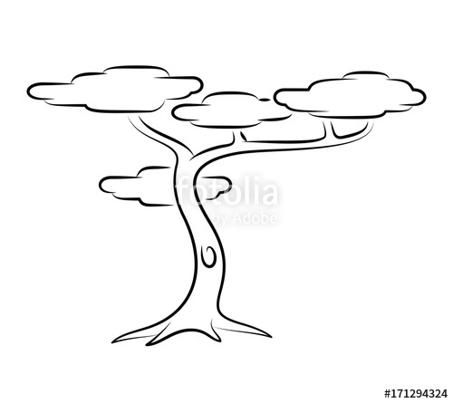 500x445 Tropical Tree Line Art Vector Illustration Of A Tropical Tree - Tropical Tree Drawing