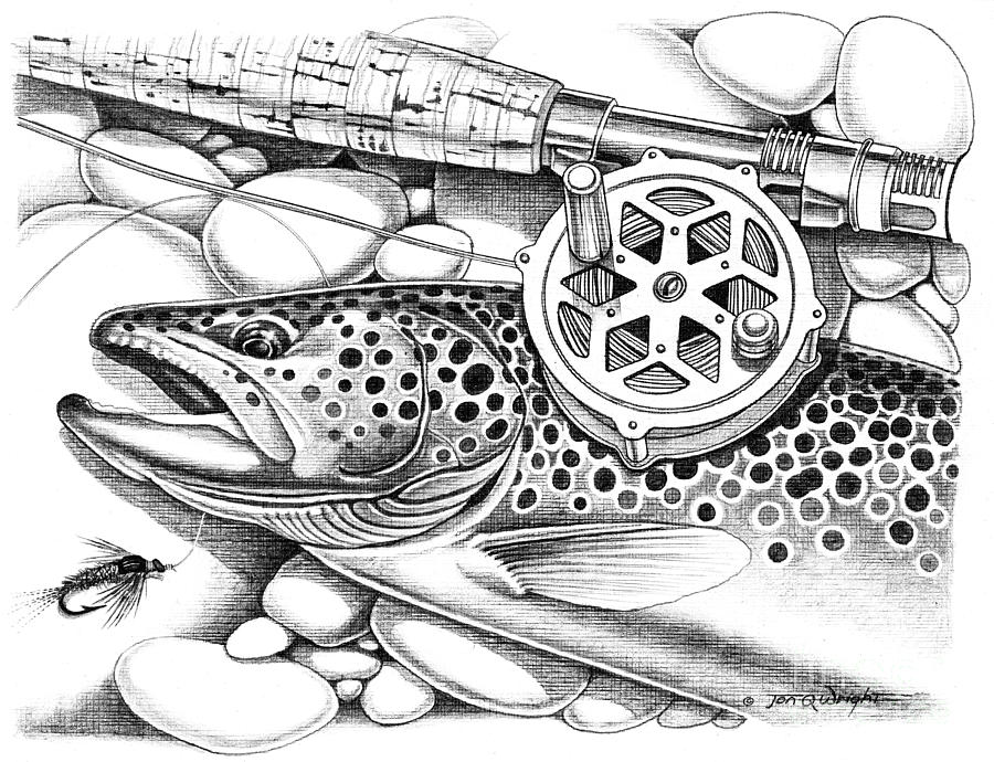 Trout Drawing Black And White at PaintingValley.com | Explore