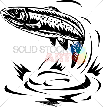 340x354 Stock Illustration Of Cartoon Drawing Of Trout Going Up Black - Trout Drawing Black And White
