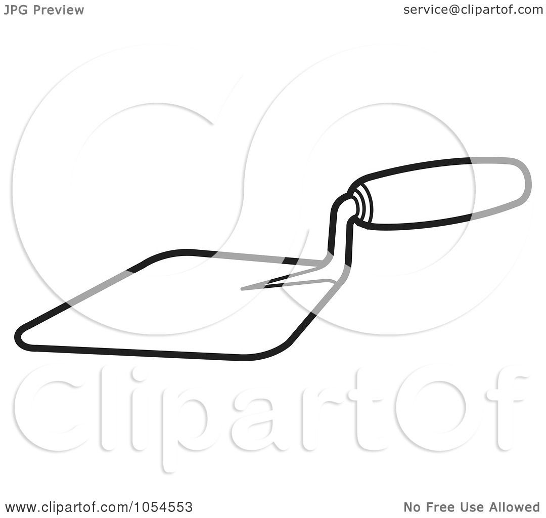 1080x1024 royalty free vector clip art illustration of an outlined mason - Trowel Drawing