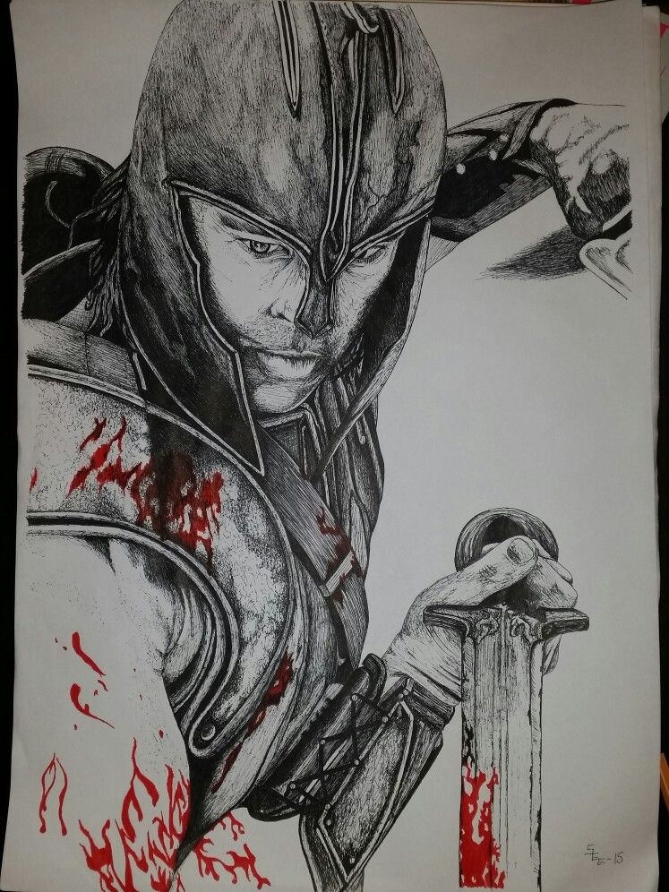 747x996 drawing of brad pitt in troy art in drawings, character - Troy Drawing