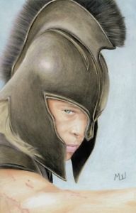 192x300 brad pitt original artwork colored pencil drawing brad pitt as - Troy Drawing