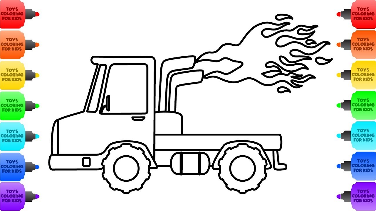 1280x720 Coloring Cartoon Racing Truck For Kids - Truck Cartoon Drawing