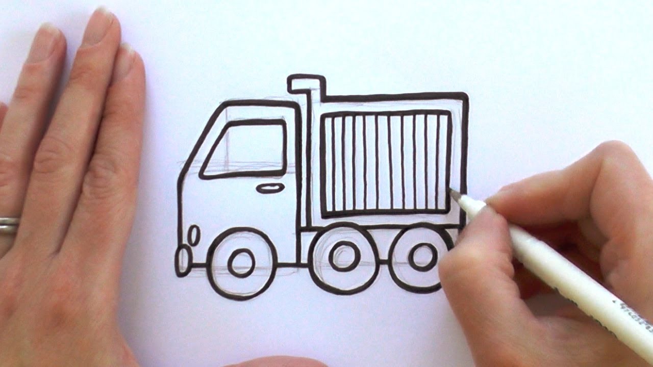 1280x720 how to draw a cartoon dump truck - Truck Cartoon Drawing