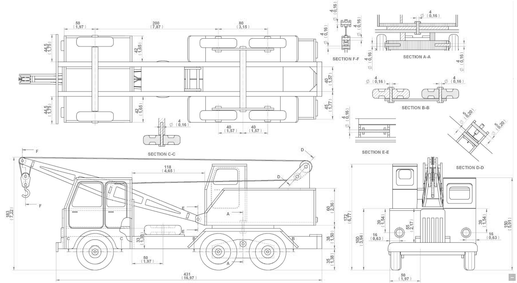 1806x990 toy truck crane model cgtrader - Truck Crane Drawing