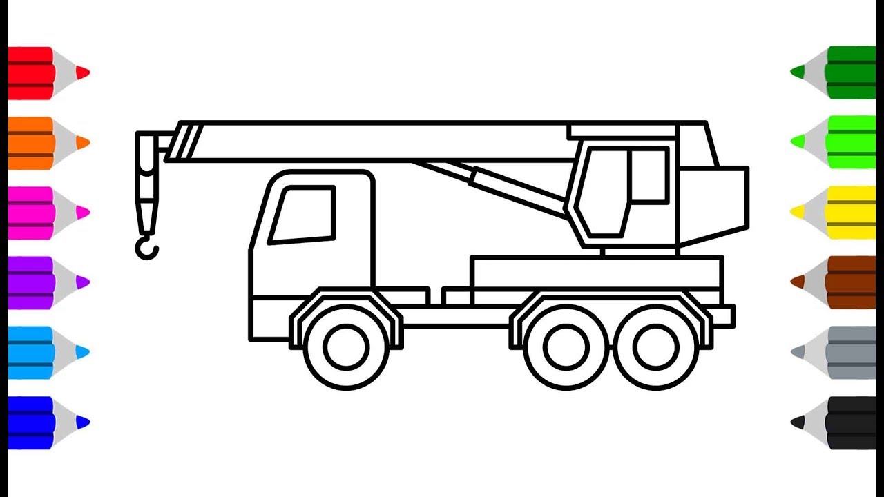 1280x720 coloring crane truck and how to draw crane truck learn colors - Truck Crane Drawing