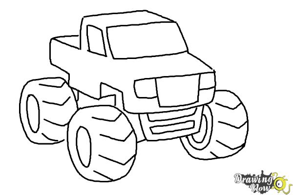 600x400 How To Draw A Monster Truck Step - Truck Drawing