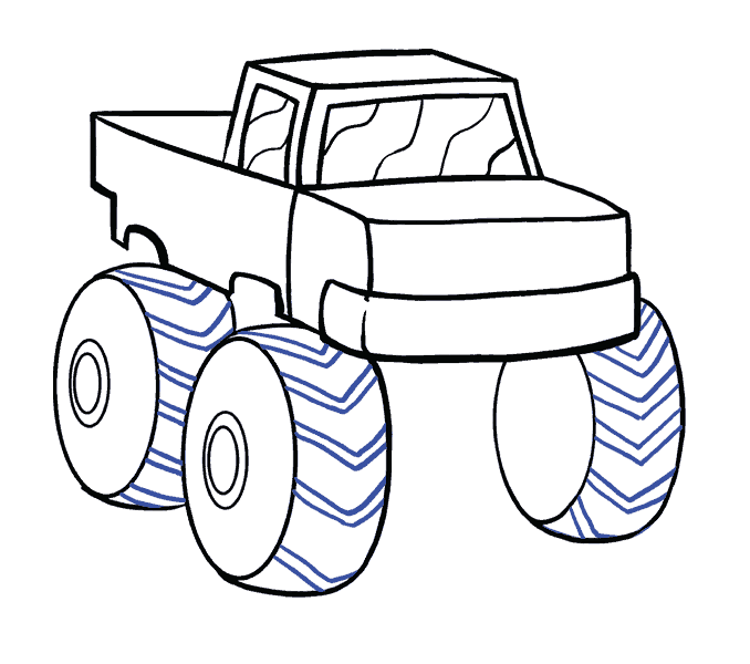 678x600 How To Draw A Monster Truck In A Few Easy Steps Easy Drawing Guides - Truck Drawing
