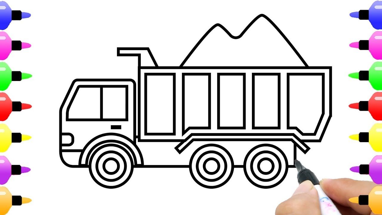 1280x720 how to draw loaded dump truck drawing and coloring pages for kids - Truck Drawing For Kids