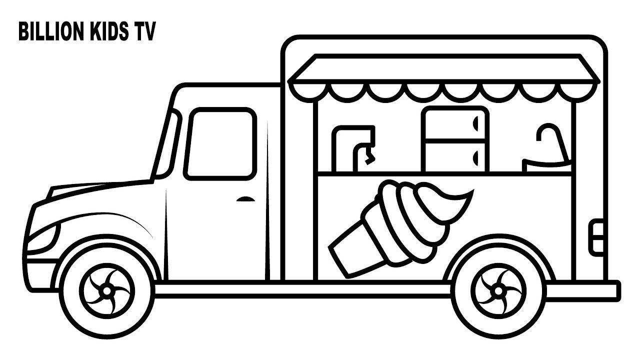 1280x720 interesting ice cream truck coloring - Truck Drawing For Kids