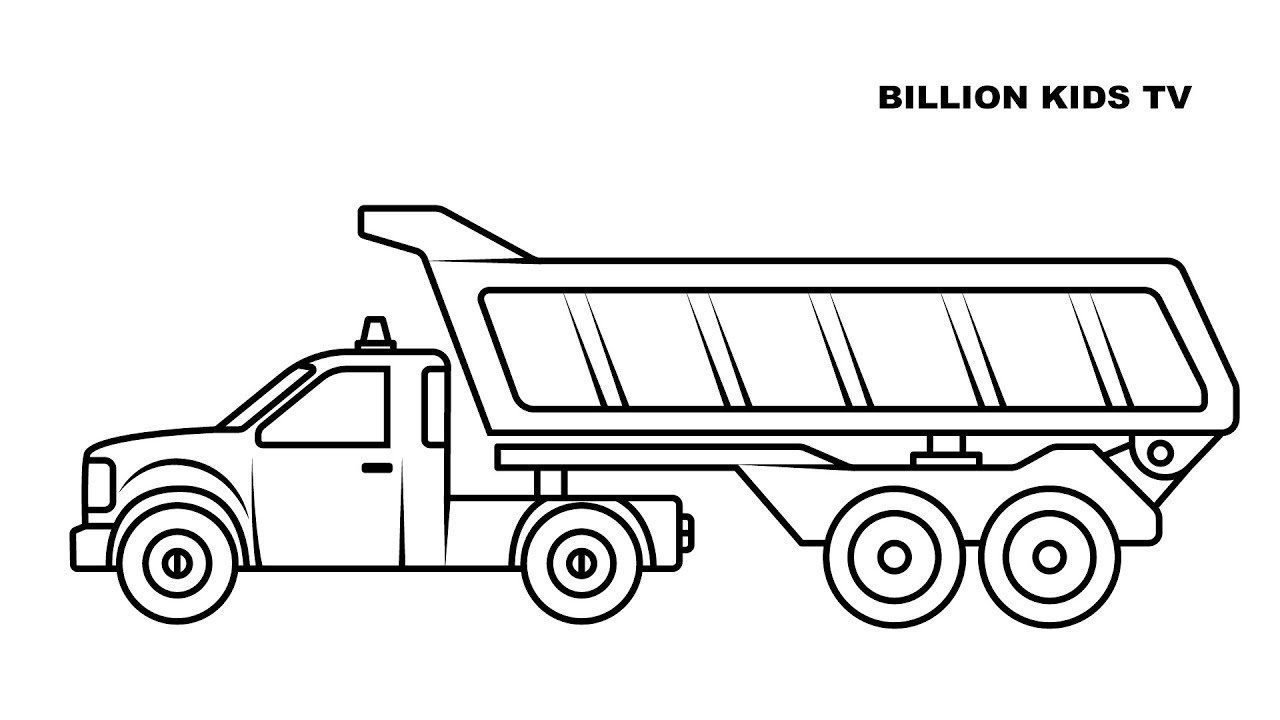 1280x720 drawing dump truck coloring for kids - Truck Drawing For Kids