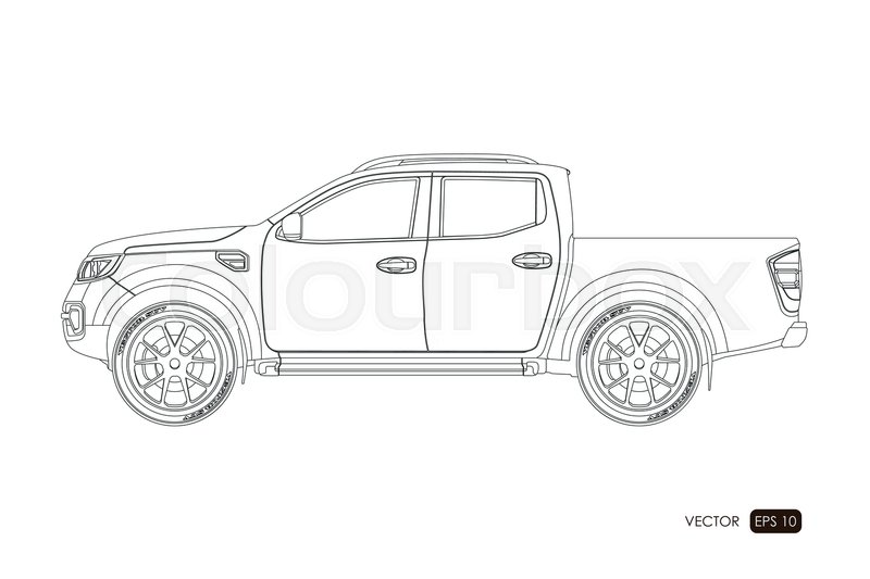 800x533 blueprint of suv contour drawing of stock vector colourbox - Truck Drawing Images