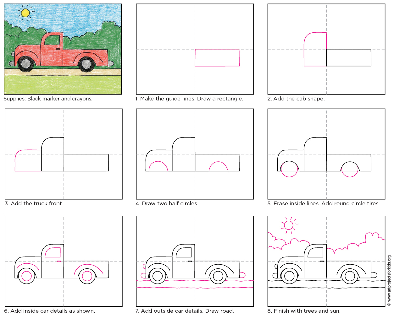 1253x1013 Draw A Simple Truck Art Projects For Kids - Truck Drawing Images