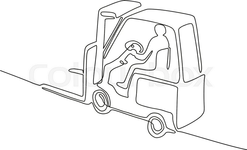 800x487 Continuous Line Drawing Illustration Stock Vector Colourbox - Truck Driver Drawing