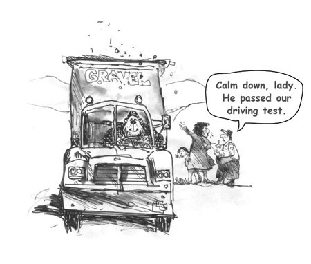 450x382 the stresses of truck driver testing - Truck Driver Drawing