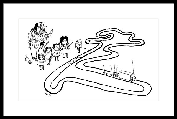 600x404 a group of children and a truck driver direct framed print - Truck Driver Drawing