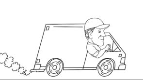 295x166 animation delivery driver driving - Truck Driver Drawing