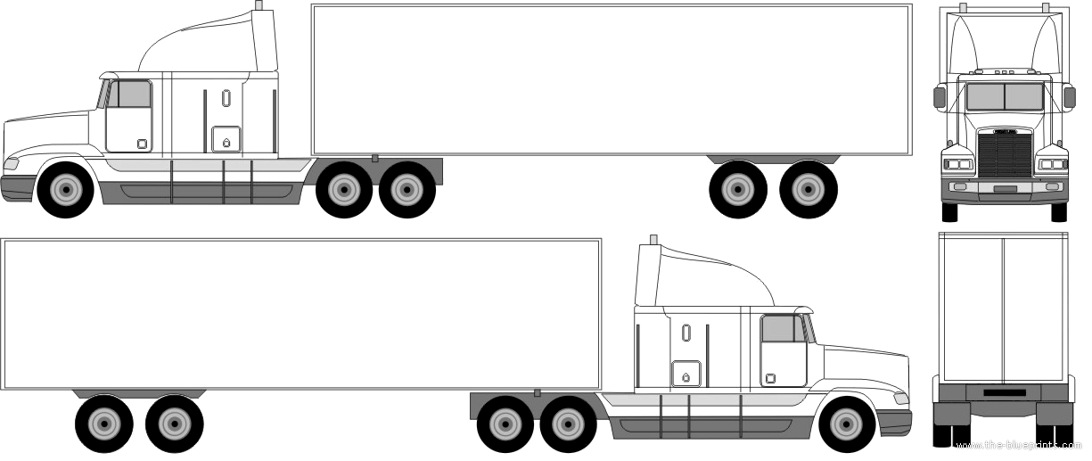 Semi Truck Outline Side View Tractor