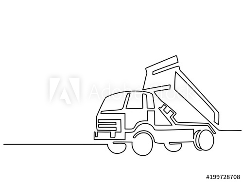 500x375 Continuous Line Drawing Construction Truck Tipper Vecotr - Truck Line Drawing