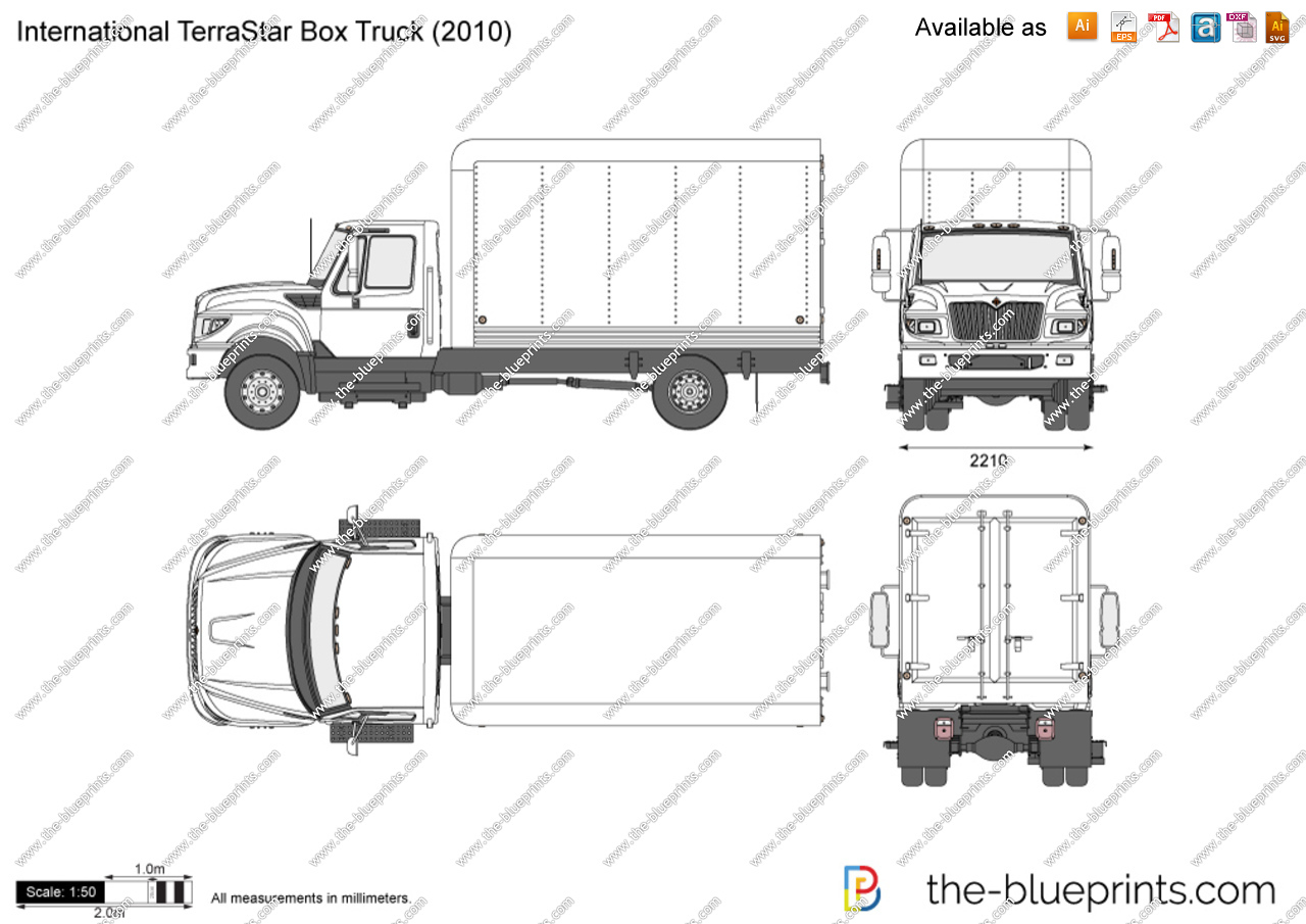 1280x905 international terrastar box truck vector drawing - Truck Line Drawing