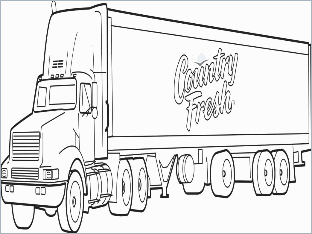 1043x782 Semi Truck Coloring Pages New Tractor Trailer Coloring Pages Truck - Truck Line Drawing