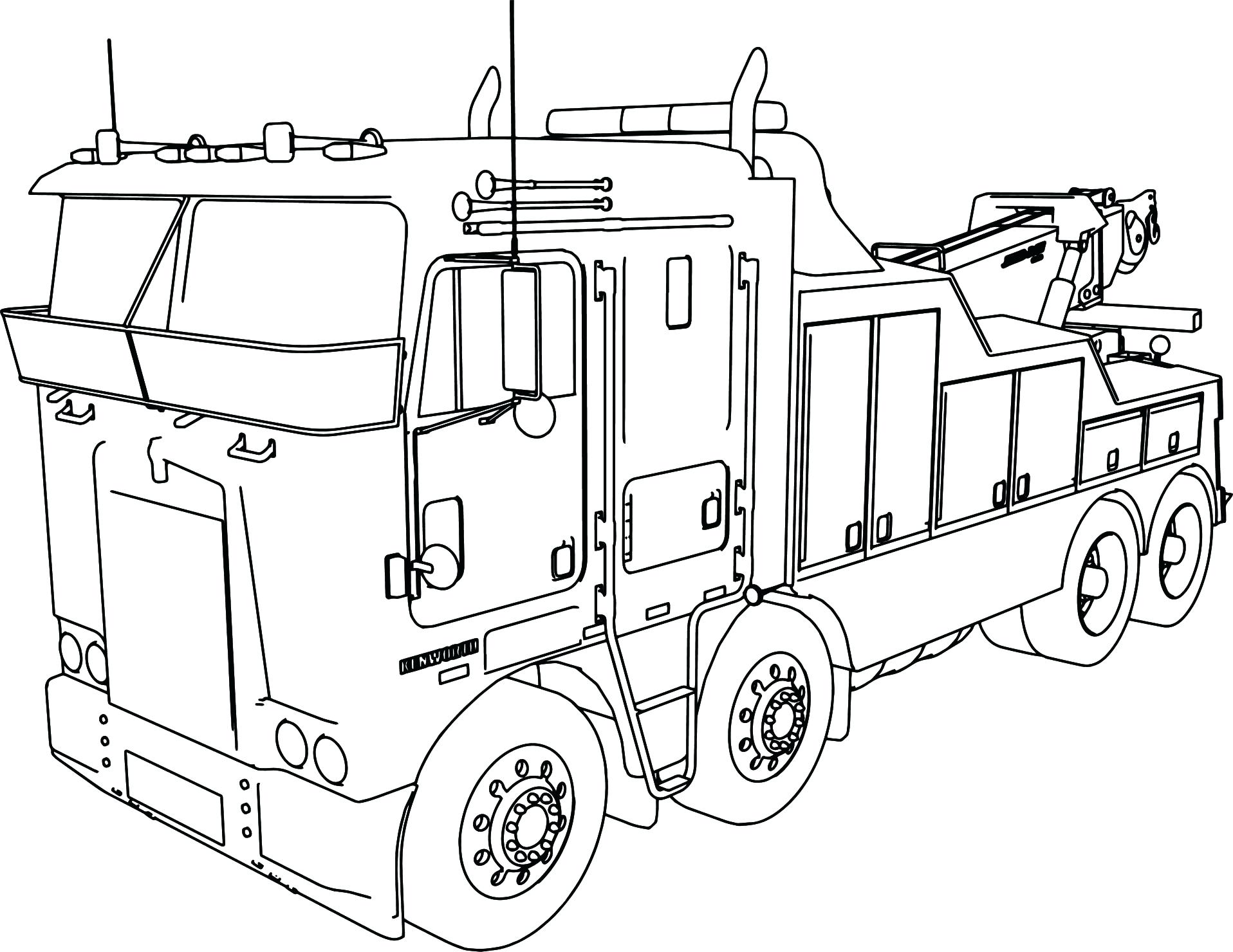 1916x1480 Semi Truck Trailer Coloring Pages Beautiful Trucks Print Monster - Truck Line Drawing