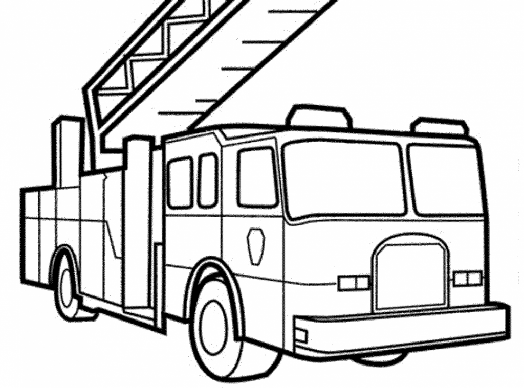 1024x759 coloring pages printable fire truck coloringages for kids line - Truck Line Drawing