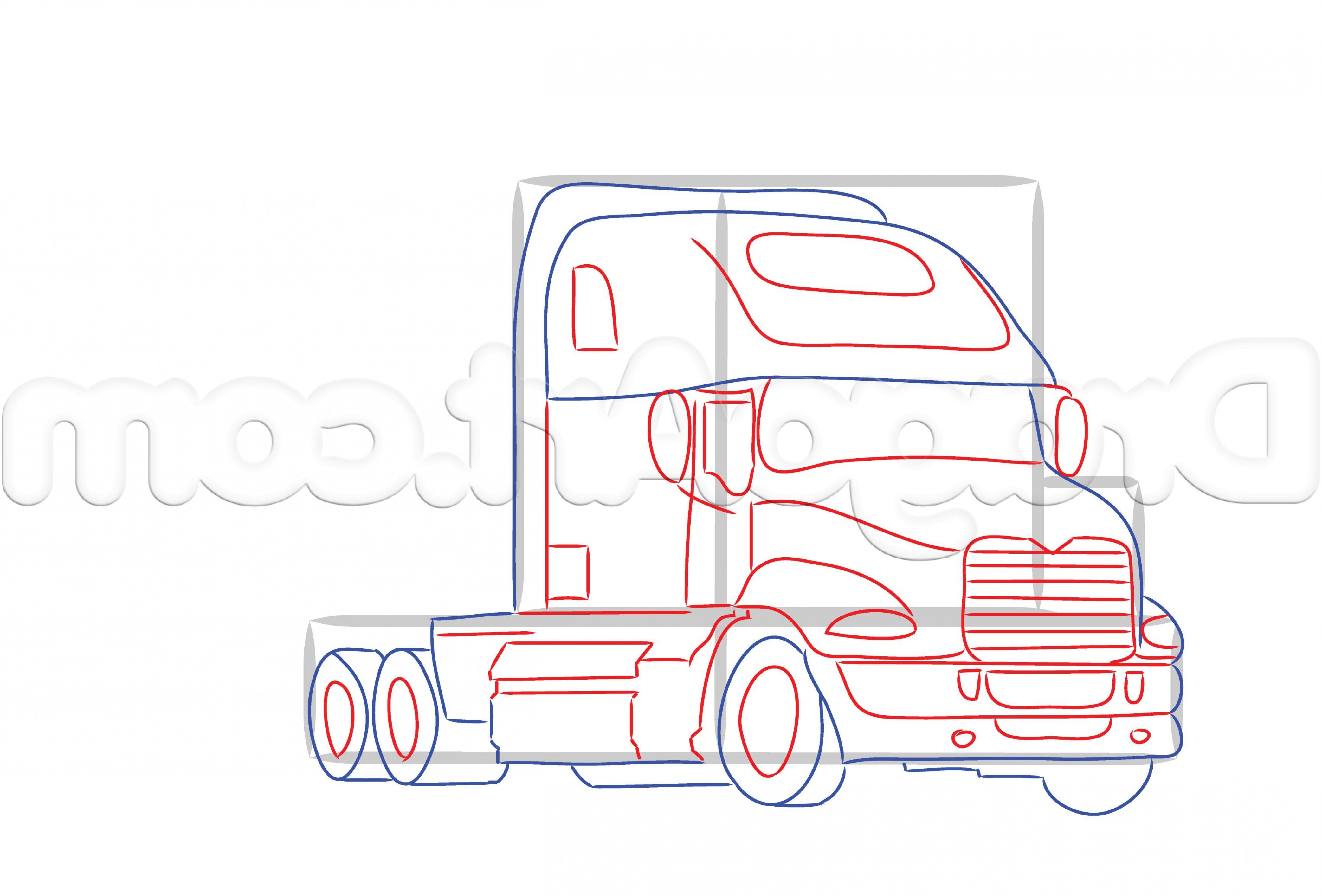 4171x2827 Semi Truck Outline Drawing How To Draw A Mack Truck Step - Truck Outline Drawing