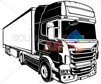 340x282 Stock Illustration Of Vector Black Outline Drawing Trailer Truck - Truck Outline Drawing